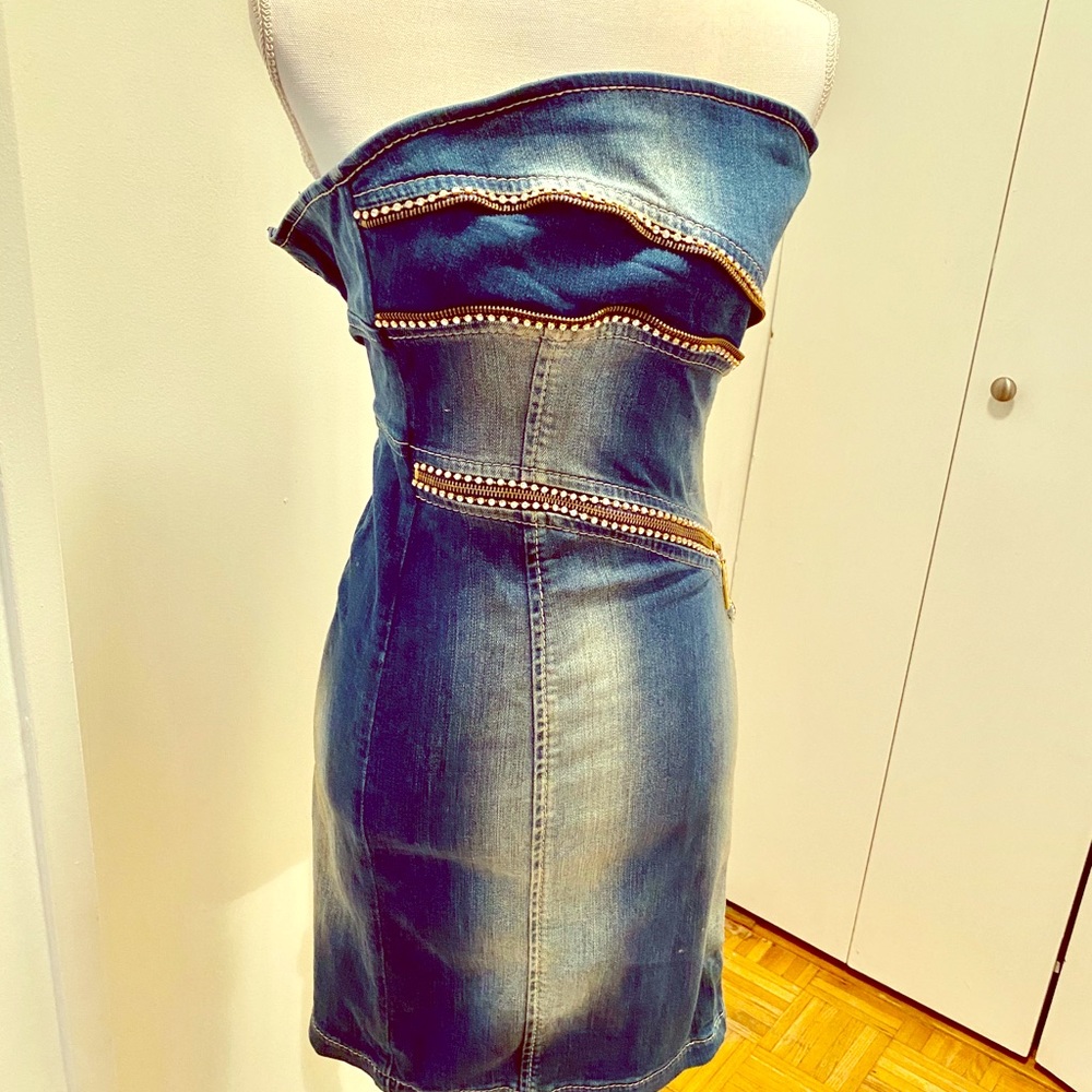 Gizia Jean Denim Dress with crystals Swarovski